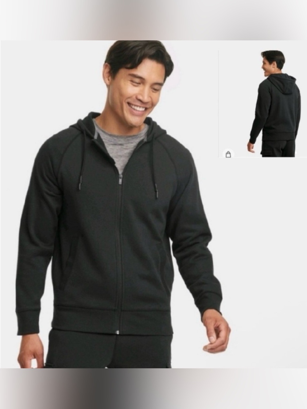 All In Motion Men’s Full Zip Sweatshirt Hoodie Activewear Athleisure Black M